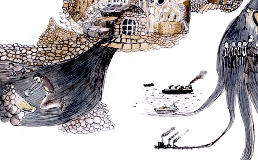 Détail de la carte souterraine de Lurs / Dessin de Mathias Poisson Détail de la carte souterraine de Lurs / Dessin de Mathias Poisson