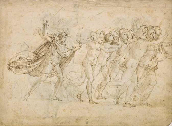 Baccio della Porta, dit Fra Bartolomeo (Florence, 1472 – Florence, 1517) L’Archange saint Michel, muni d’une épée, chasse un groupe de personnages