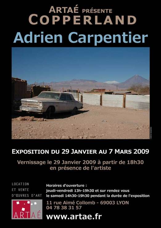 29 janvier au 7 mars, Adrien Carpentier, photographies, à la galerie Artaé à Lyon