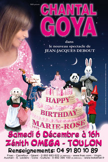 5 Avril, nouveau spectacle de Chantal Goya au Zenith Oméga à Toulon 5 Avril, nouveau spectacle de Chantal Goya au Zenith Oméga à Toulon