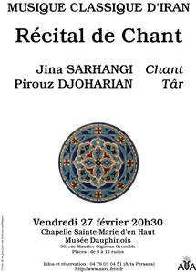 27 février, Récital de chant classique persan au Musée Dauphinois à Grenoble
