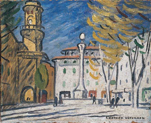 Louis-Mathieu Verdilhan, Place de Hôtel de Ville, Aix-en-Provence, 1908-1912, Huile sur toile, 65 x 85 cm