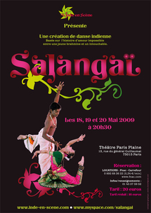 18, 19 et 20 Mai, Danse indienne : Salangaï au Théâtre Paris Plaine, Chorégraphies d'Anusha Cherer et de Radja Basté. 18, 19 et 20 Mai, Danse indienne : Salangaï au Théâtre Paris Plaine, Chorégraphies d'Anusha Cherer et de Radja Basté.