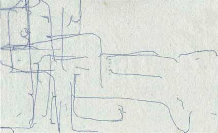 © Armanda Duarte, Lisboa no ano da cabra série de 60 dessins, 2003-04, stylo, crayon, papiers chinois, 21 x 13 cm © Armanda Duarte, Lisboa no ano da cabra série de 60 dessins, 2003-04, stylo, crayon, papiers chinois, 21 x 13 cm