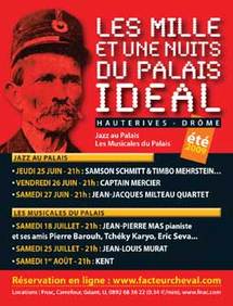 Jazz au Palais, Palais Idéal du Facteur Cheval à Hauterives (Drôme) avec Jean-Jacques Milteau, Jean-Louis Murat, Samson Schmitt, Timbo Mehrstein, The Gypsy Jazz Band, Capitaine Mercier. Par Jacqueline Aimar Jazz au Palais, Palais Idéal du Facteur Cheval à Hauterives (Drôme) avec Jean-Jacques Milteau, Jean-Louis Murat, Samson Schmitt, Timbo Mehrstein, The Gypsy Jazz Band, Capitaine Mercier. Par Jacqueline Aimar