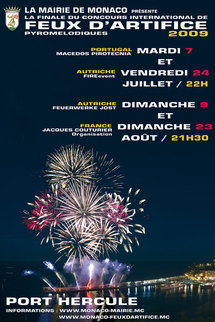 En juillet et août, Concours International de Feux d'Artifice Pyromélodiques 2009 à Monaco