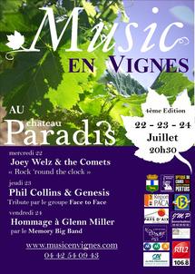 22 au 24 Juillet, Music en Vignes au Château Paradis