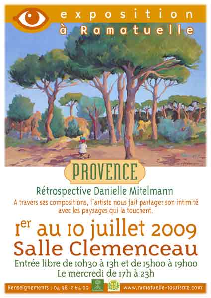 1er au 10 juillet, rétrospective Danielle Mitelmann, Provence, salle Clémenceau à Ramatuelle