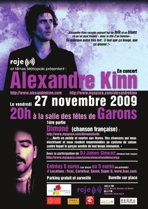 27 novembre 2009 à 20h à la salle des fêtes de Garons, Concert Raje 'Nouvelle scène française'