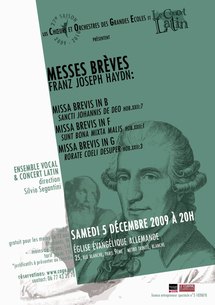 5 décembre, Messes brèves de Haydn par l'Ensemble Vocal des Chœurs et Orchestres des Grandes Ecoles (COGE) et le Concert Latin