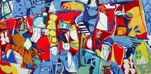 Jan Voos, Omnivores, 2003, 220 x 400 cm, acrylique sur toile Jan Voos, Omnivores, 2003, 220 x 400 cm, acrylique sur toile