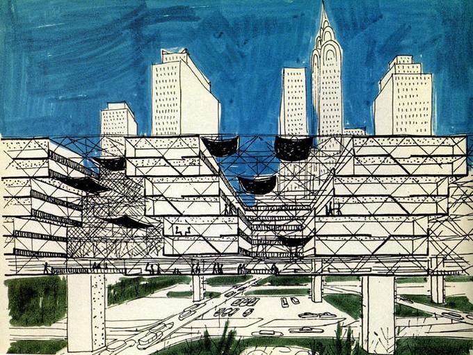 Dessin de Yona Friedman Dessin de Yona Friedman