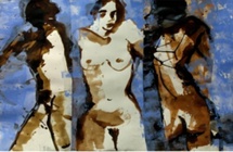 Chrysalide sépia, bleu - Technique mixte sur papier marouflé sur toile – Triptyque 126 x 165 cm Chrysalide sépia, bleu - Technique mixte sur papier marouflé sur toile – Triptyque 126 x 165 cm