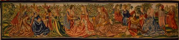 Histoire de David et Bethsabée, Parement de lit, Bruxelles, 1er quart du XVIe siècle, Laine, soie et or, 75x305cm, Madrid, Patrimonio Nacional. Histoire de David et Bethsabée, Parement de lit, Bruxelles, 1er quart du XVIe siècle, Laine, soie et or, 75x305cm, Madrid, Patrimonio Nacional.
