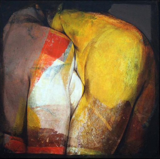 Etienne Gros. Prise de contact Acrylique et papier sur toile 100 x 100 cm Etienne Gros. Prise de contact Acrylique et papier sur toile 100 x 100 cm