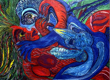 Ody Saban « Coït suspendu », acrylique sur toile, 97 x 130 cm Ody Saban « Coït suspendu », acrylique sur toile, 97 x 130 cm