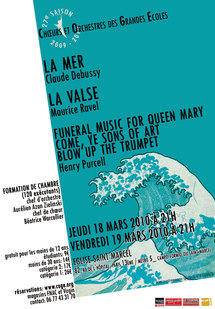 18 et 19 mars, Debussy, Ravel et Purcell par la formation de chambre des Chœurs et Orchestres des Grandes Ecoles, Paris