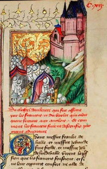 Siège d’Auberoche en Périgord par le comte de Lille (1345) © Bibliothèque municipale de Besançon et Scriptura Ltd