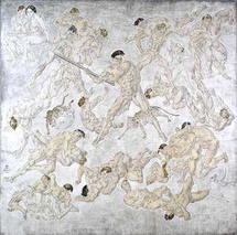 Léonard Foujita, Combats, (détail) 1928, Huile sur toile, 300 x 300 cm © Adagp, Paris 2010 Léonard Foujita, Combats, (détail) 1928, Huile sur toile, 300 x 300 cm © Adagp, Paris 2010