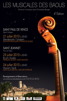 21 au 24 Juillet 2010, 4èmes Rencontres Musicales des Baous à St-Jeannet 21 au 24 Juillet 2010, 4èmes Rencontres Musicales des Baous à St-Jeannet