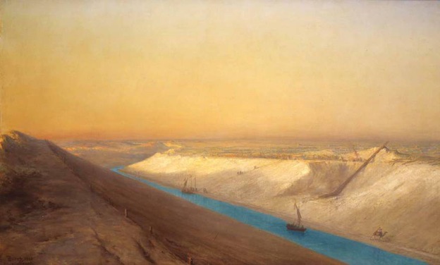 Le Chantier n°6 : l’eau de la Méditerranée arrivant dans le lac Tinsah le 18 novembre 1862, de François Pierre Bernard Barry © Souvenir de Ferdinand de Lesseps et du Canal de Suez / Lebas Photographie Paris Le Chantier n°6 : l’eau de la Méditerranée arrivant dans le lac Tinsah le 18 novembre 1862, de François Pierre Bernard Barry © Souvenir de Ferdinand de Lesseps et du Canal de Suez / Lebas Photographie Paris
