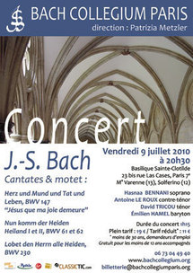 Concert Cantates de Bach à Paris