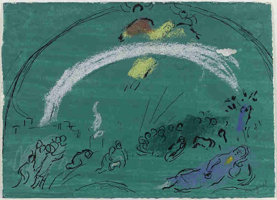 Marc Chagall, Noé et l'arc-en-ciel, 1961 - 1966, pastel, crayon, encre de Chine et lavis de gouache sur papier vélin, Musée national Marc Chagall, Nice © RMN-Grand Palais/ Gérard Blot © ADAGP, Paris, 2017-2018 Marc Chagall, Noé et l'arc-en-ciel, 1961 - 1966, pastel, crayon, encre de Chine et lavis de gouache sur papier vélin, Musée national Marc Chagall, Nice © RMN-Grand Palais/ Gérard Blot © ADAGP, Paris, 2017-2018