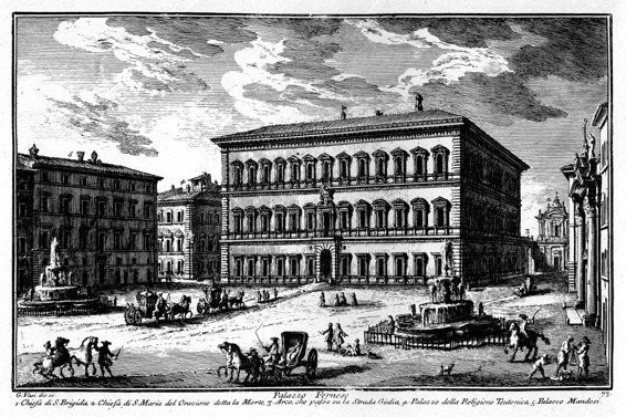 Palazzo Farnese, dessin de Giuseppe Vasi (1710–1782) Palazzo Farnese, dessin de Giuseppe Vasi (1710–1782)