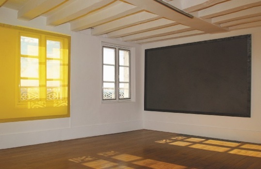 Fenêtres, 2003, 2 peintures/écrans 165 x 260 cm chacune. Atelier Cantoisel, Joigny © Gilles Puech