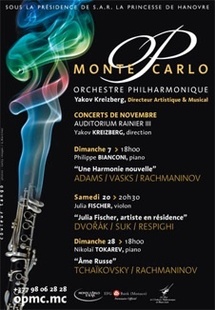 En novembre, trois concerts avec l'Orchestre Philharmonique de Monte-Carlo
