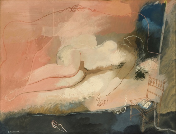 Georges Annenkov (1889-1974). « Nu allongé ». Circa 1920, Gouache sur papier 47 x 62 cm Georges Annenkov (1889-1974). « Nu allongé ». Circa 1920, Gouache sur papier 47 x 62 cm