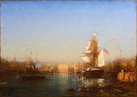 Félix Ziem, Navire américain dans le port de Marseille, huile sur toile 84 x 117 cm, collection particulière (crédit photographique : Aleksander Rabczuk)