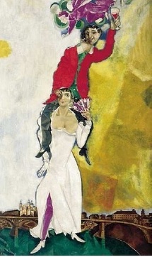 Marc Chagall, Double portrait au verre de vin, 1917-1918 © Collection Centre Pompidou, Dist . RMN - Adam Rzepka Marc Chagall, Double portrait au verre de vin, 1917-1918 © Collection Centre Pompidou, Dist . RMN - Adam Rzepka