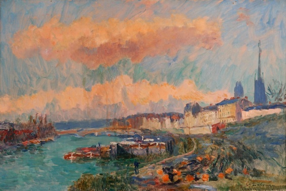 Albert Lebourg, Pré au Loup, Rouen 54x81 cm, Collection particulière