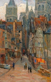 Marcel DELAUNAY, Rue de l'épicerie 61x38 cm