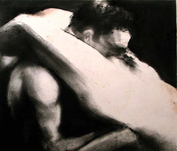Raphaël Thierry, Le Rêve de la Femme du Pécheur. Fusain. 24 x 26.5 cm