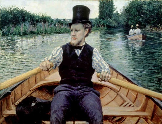 Canotier au chapeau haut de forme 1877-1878, huile sur toile, 90 x 117 cm, collection particulière Courtesy Comité Caillebotte, Paris