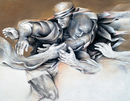 Charles-Louis La Salle, Tournois des Turbulences n°I, fusain acrylic sur toile, 114 x 146 cm, 2010