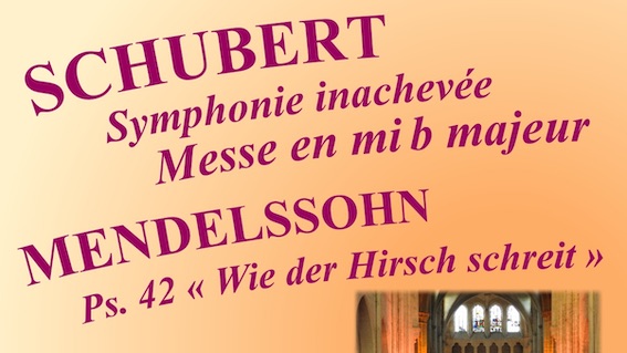Champeaux (77), Collégiale Saint-Martin : Concert Schubert - Mendelssohn pour solistes, choeur et orchestre. (24/05/19)