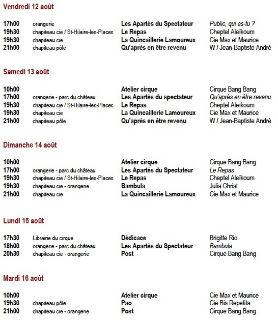 Festival La route du Cirque, à Nexon, du 12 au 20 août 2011 Festival La route du Cirque, à Nexon, du 12 au 20 août 2011