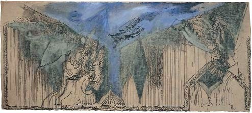 Gérard GAROUSTE, Indienne 1988 215 X 497 cm, Collection particulière de l'artiste © Adam Rzepka Gérard GAROUSTE, Indienne 1988 215 X 497 cm, Collection particulière de l'artiste © Adam Rzepka
