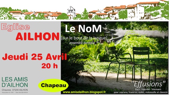 Concert de l'Ensemble « Le NoM », Eglise d'Ailhon (07), le 25 avril 2019