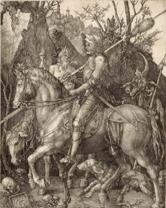 Albrecht Dürer, Le Chevalier, la Mort et le Diable, 1513, gravure au burin, 24,4 x 18,7 cm, Strasbourg, Cabinet des Estampes et des Dessins. Photo : M. Bertola / Musées de Strasbourg Albrecht Dürer, Le Chevalier, la Mort et le Diable, 1513, gravure au burin, 24,4 x 18,7 cm, Strasbourg, Cabinet des Estampes et des Dessins. Photo : M. Bertola / Musées de Strasbourg