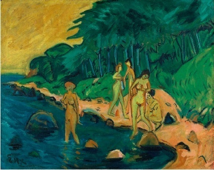 Erich Heckel Baigneuses dans la baie (L’Été à la mer Baltique) 1912, huile sur toile 95 x 119 cm Kunstmuseen Krefeld © photo : Achim Kukulies, Düsseldorf © Adagp, Paris 2011 Erich Heckel Baigneuses dans la baie (L’Été à la mer Baltique) 1912, huile sur toile 95 x 119 cm Kunstmuseen Krefeld © photo : Achim Kukulies, Düsseldorf © Adagp, Paris 2011