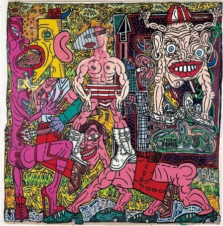 Robert Combas, Greatest Hits du Monde Combas, 1986 Acrylique sur toile - 214 x 213 cm Collection Lambert en Avignon © Adagp, Paris, 2011 Robert Combas, Greatest Hits du Monde Combas, 1986 Acrylique sur toile - 214 x 213 cm Collection Lambert en Avignon © Adagp, Paris, 2011
