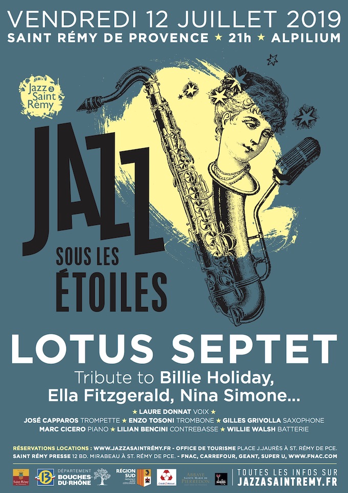 Saint-Rémy de Provence, Jazz sous les étoiles, Lotus Septet en concert le 12 juillet 2019 à l'Alpilium