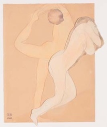 Couple féminin Après 1896 Assemblage d’un papier vélin découpé et d’un dessin sur papier vélin Crayon au graphite (trait) et aquarelle 33,5 x 27,7 cm