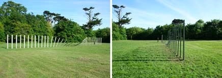 Pierre Labat, Right Here Right Now, 2009, bois, béton, fer, 32 x 2,5 x 2,5 m Pierre Labat, Right Here Right Now, 2009, bois, béton, fer, 32 x 2,5 x 2,5 m