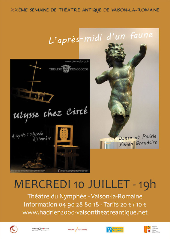 « Carte blanche à Philippe Brunet » & « L’après-midi d’un faune » et « Circé », le 10 juillet, Semaine de théâtre antique de Vaison la Romaine