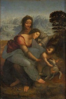 Léonard de Vinci, La Vierge à l’Enfant avec sainte Anne. Avant restauration. 1503-1519. Huile sur bois. 168 x130 (largeur initiale : 112) cm. Paris, musée du Louvre, Inv. 776 © 2007 Musée du Louvre / Angèle Dequier